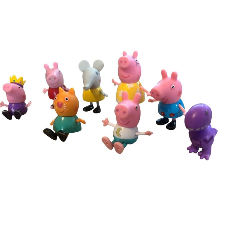 Lot Of 8 Peppa Pig Figures Elephant George Dino - Picture 2 of 4